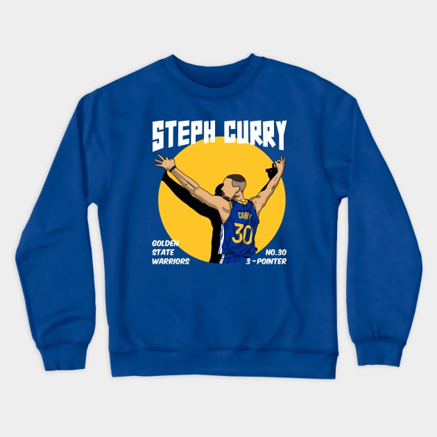 Steph Curry 3 Point Celebration Crewneck Sweatshirt by Luna Illustration